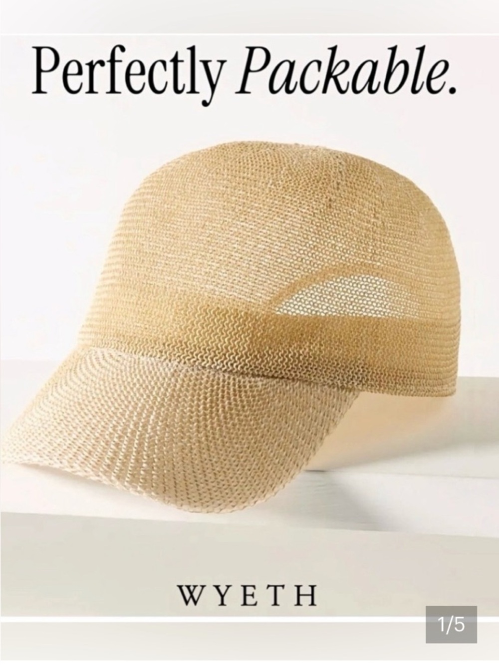 Wyeth Paula Mesh Cap in Camel. Packable!